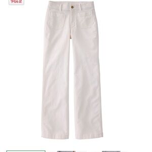 LL Bean White Corduroy Wide Leg Pants